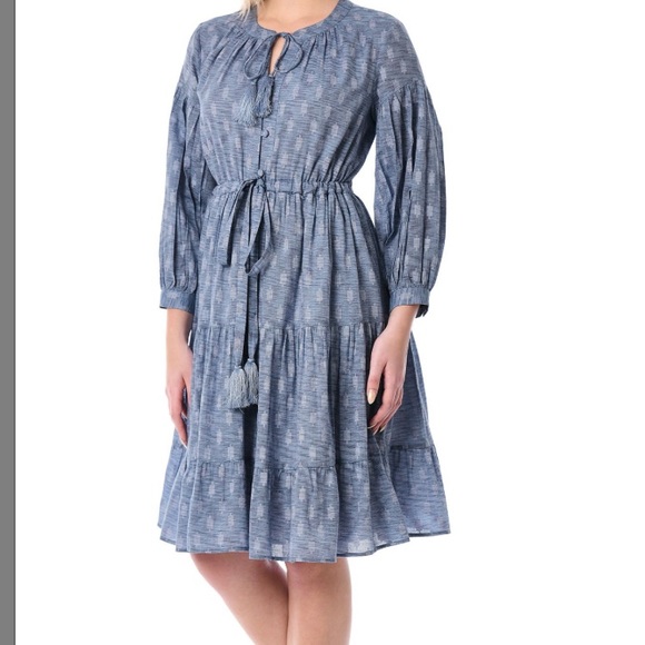 NWOT | Blue tiered tassel dress | eshakti | XS - Picture 2 of 4